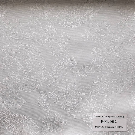 P01.002 Luxury Jacquard Lining - Trắng Hoa Văn